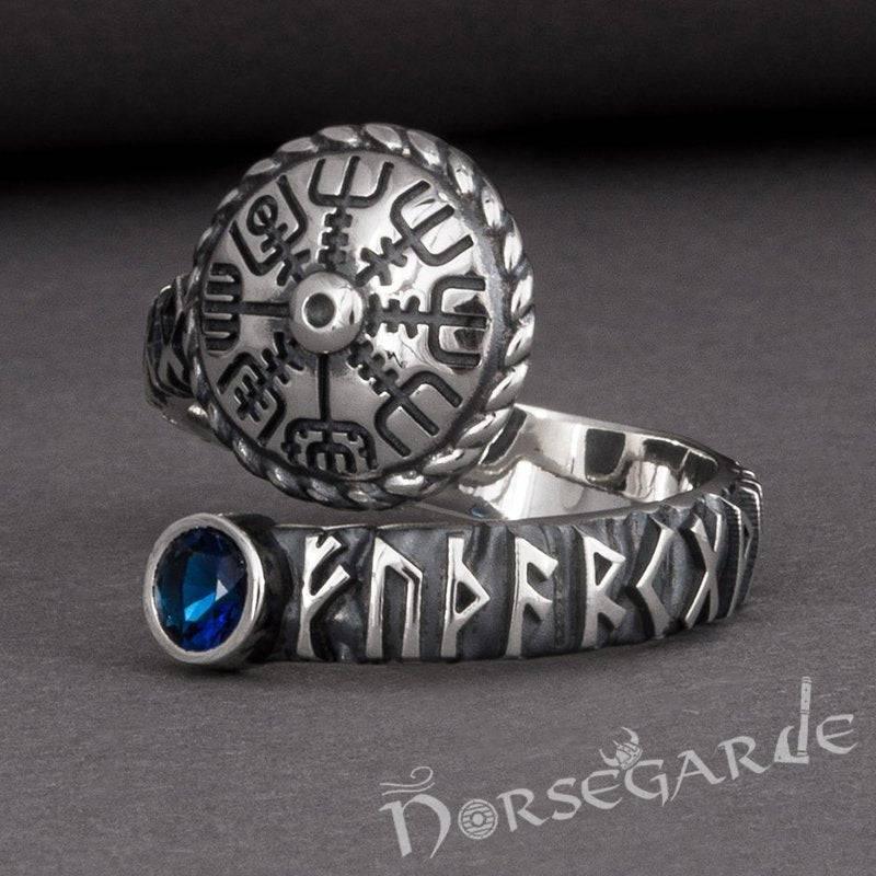 Handcrafted Vegvisir Ouroboros Band - Sterling Silver - Norsegarde