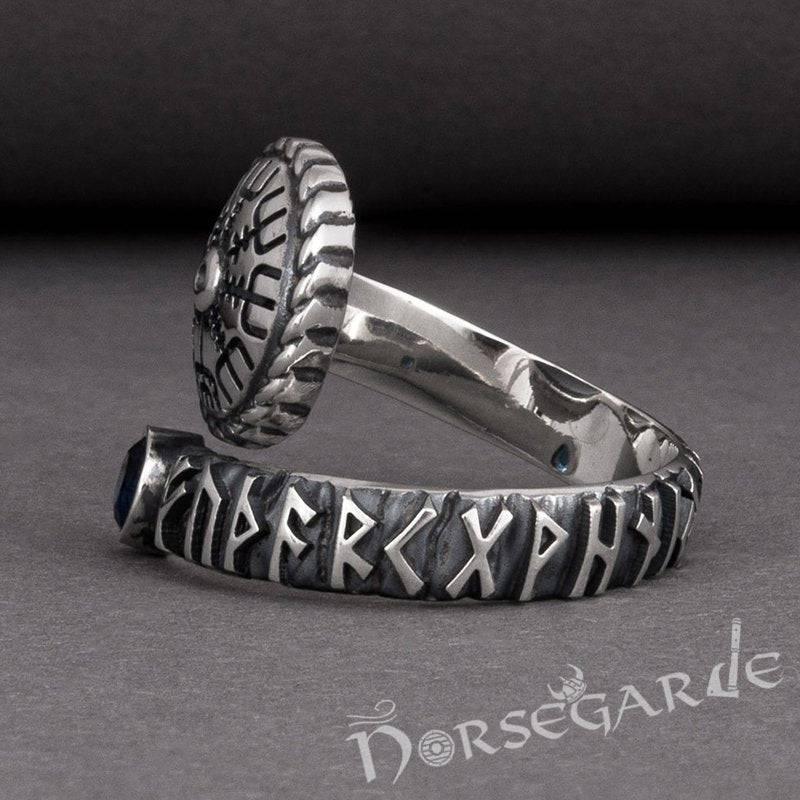 Handcrafted Vegvisir Ouroboros Band - Sterling Silver - Norsegarde