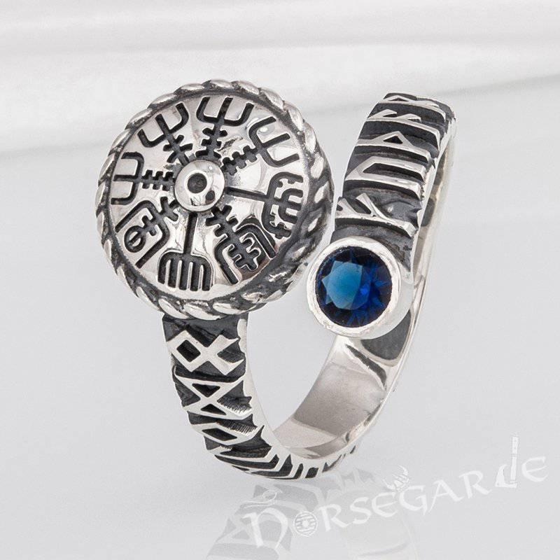 Handcrafted Vegvisir Ouroboros Band - Sterling Silver - Norsegarde
