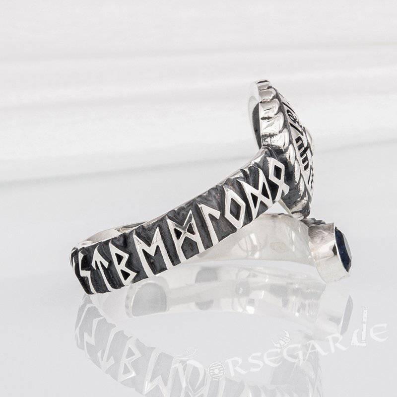 Handcrafted Vegvisir Ouroboros Band - Sterling Silver - Norsegarde