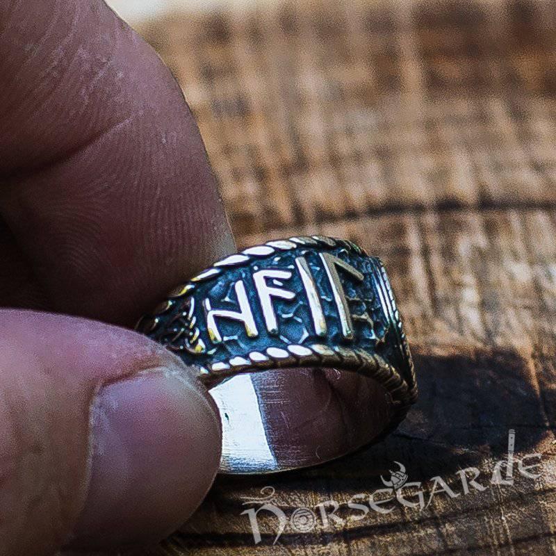 Handcrafted Vegvisir Runic Signet Ring - Sterling Silver - Norsegarde