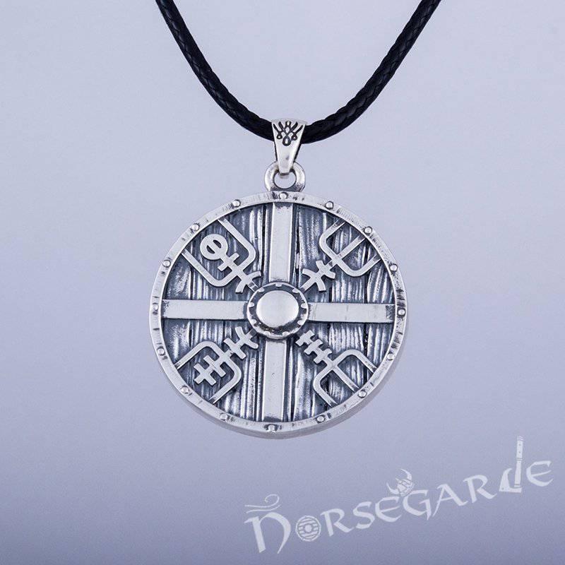 Handcrafted Vegvisir Shield Pendant - Sterling Silver - Norsegarde