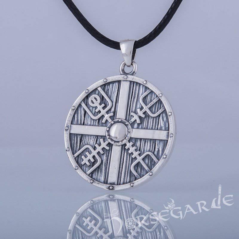Handcrafted Vegvisir Shield Pendant - Sterling Silver - Norsegarde