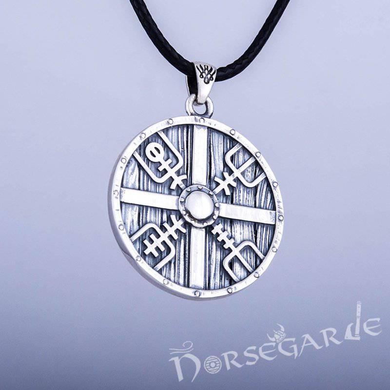 Handcrafted Vegvisir Shield Pendant - Sterling Silver - Norsegarde