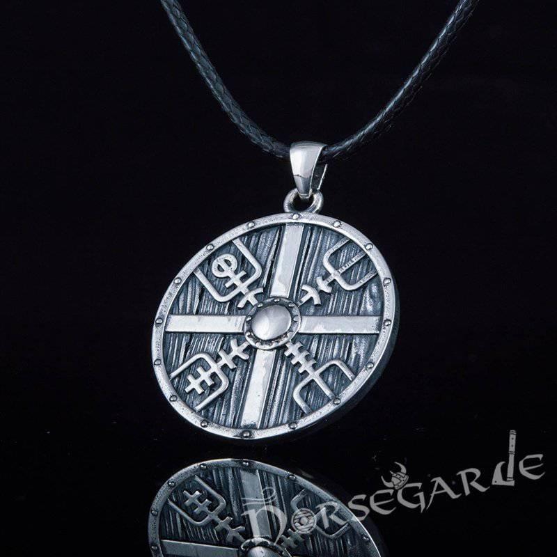 Handcrafted Vegvisir Shield Pendant - Sterling Silver - Norsegarde