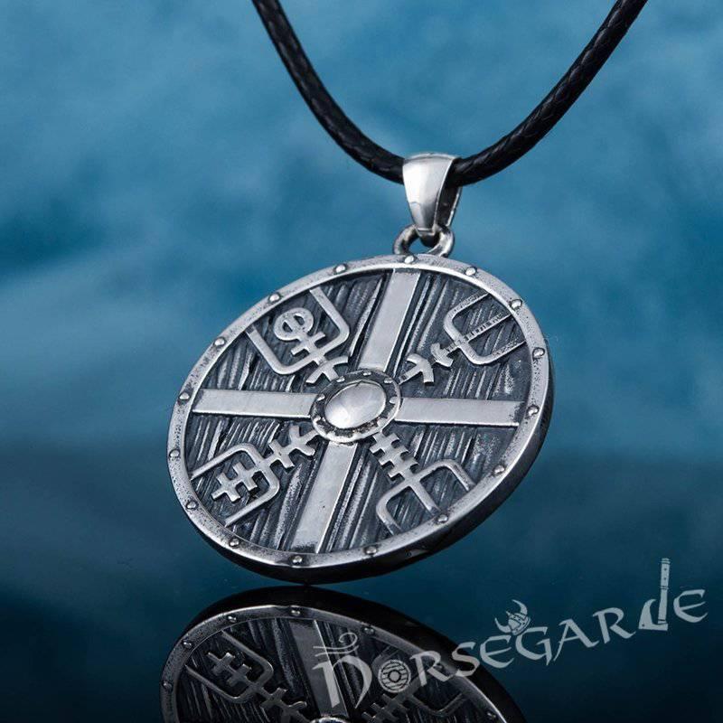 Handcrafted Vegvisir Shield Pendant - Sterling Silver - Norsegarde