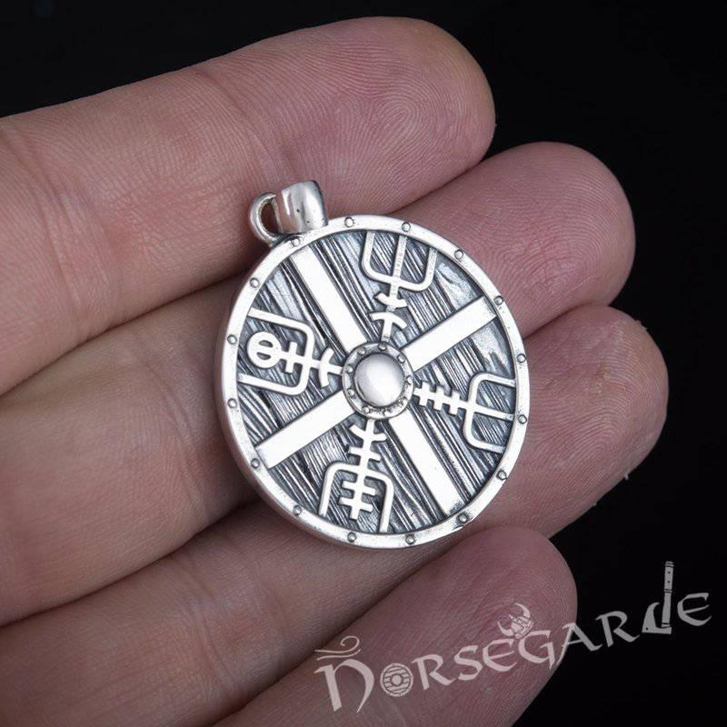 Handcrafted Vegvisir Shield Pendant - Sterling Silver - Norsegarde
