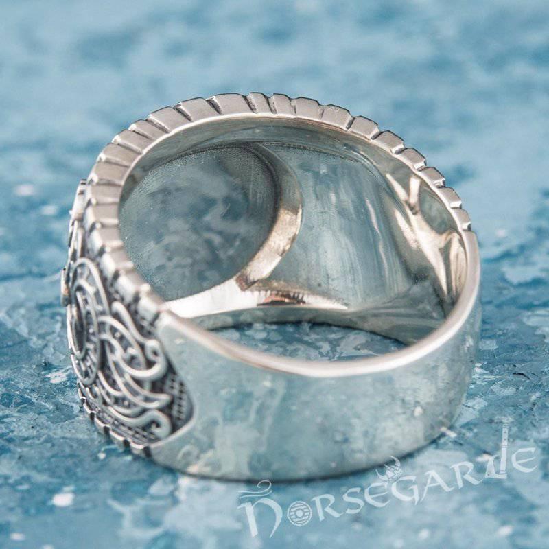 Handcrafted Vegvisir Viking Ornament Signet Ring - Sterling Silver - Norsegarde