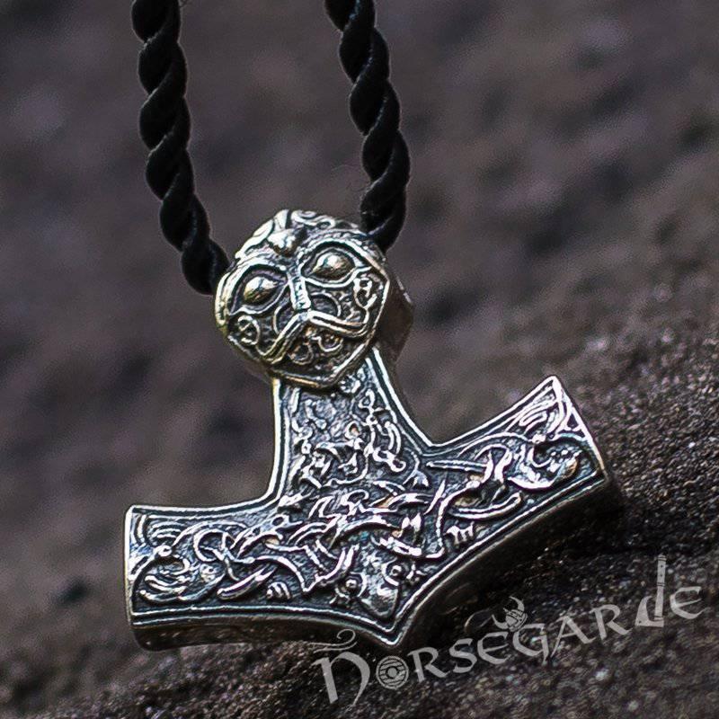 Handcrafted Viking Art Ornamental Mjölnir - Sterling Silver - Norsegarde