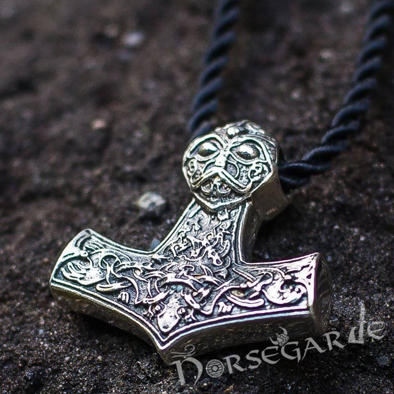 Handcrafted Viking Art Ornamental Mjölnir - Sterling Silver - Norsegarde