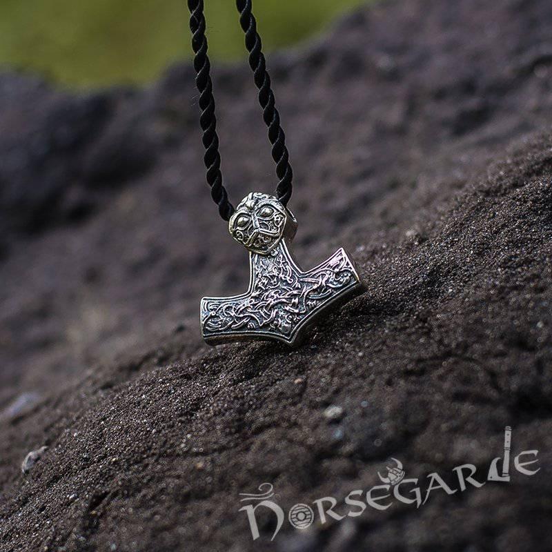 Handcrafted Viking Art Ornamental Mjölnir - Sterling Silver - Norsegarde