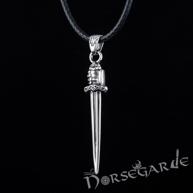 Handcrafted Viking Hand and Sword Pendant - Sterling Silver - Norsegarde