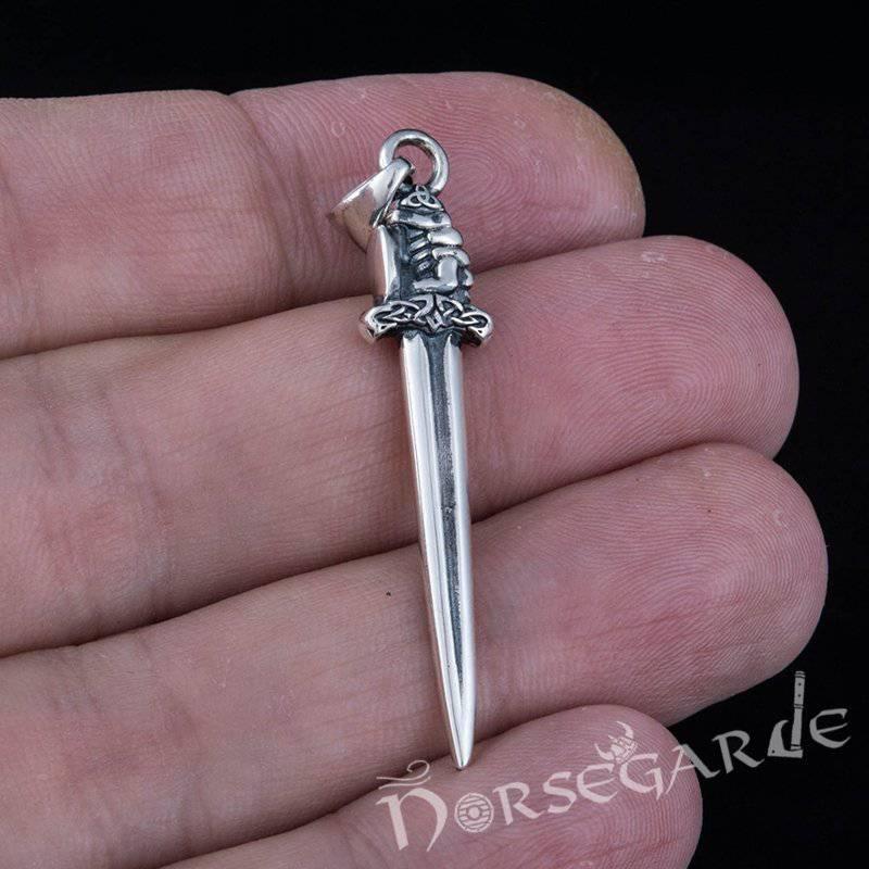 Handcrafted Viking Hand and Sword Pendant - Sterling Silver - Norsegarde