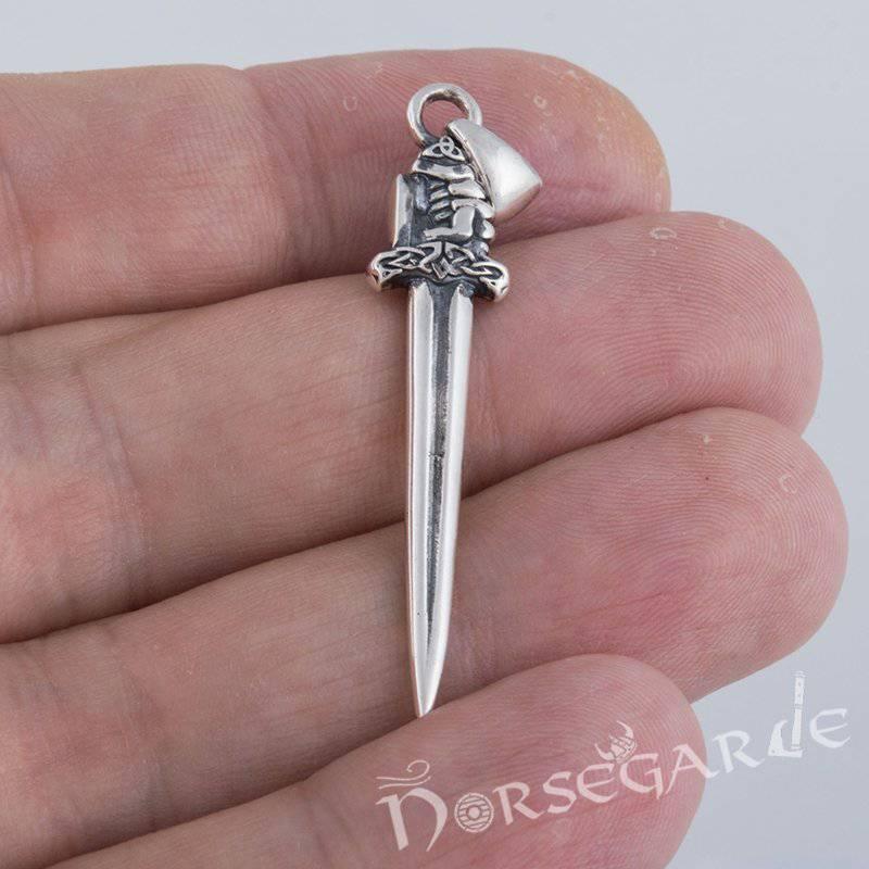 Handcrafted Viking Hand and Sword Pendant - Sterling Silver - Norsegarde