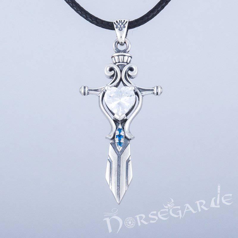 Handcrafted White Stone Sword Pendant - Sterling Silver - Norsegarde