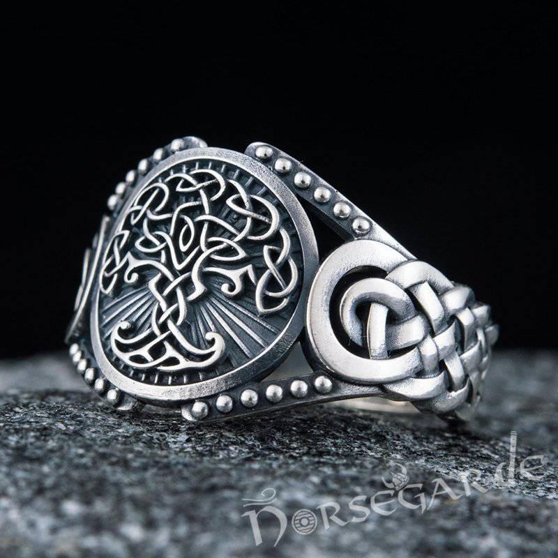 Handcrafted Yggdrasil Braid Ornament Ring - Sterling Silver - Norsegarde