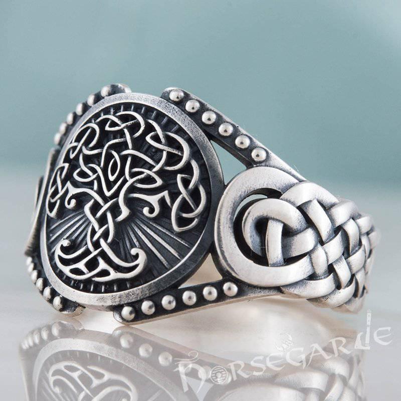 Handcrafted Yggdrasil Braid Ornament Ring - Sterling Silver - Norsegarde