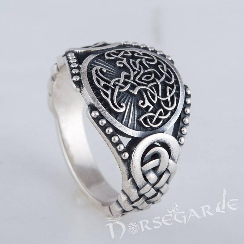 Handcrafted Yggdrasil Braid Ornament Ring - Sterling Silver - Norsegarde