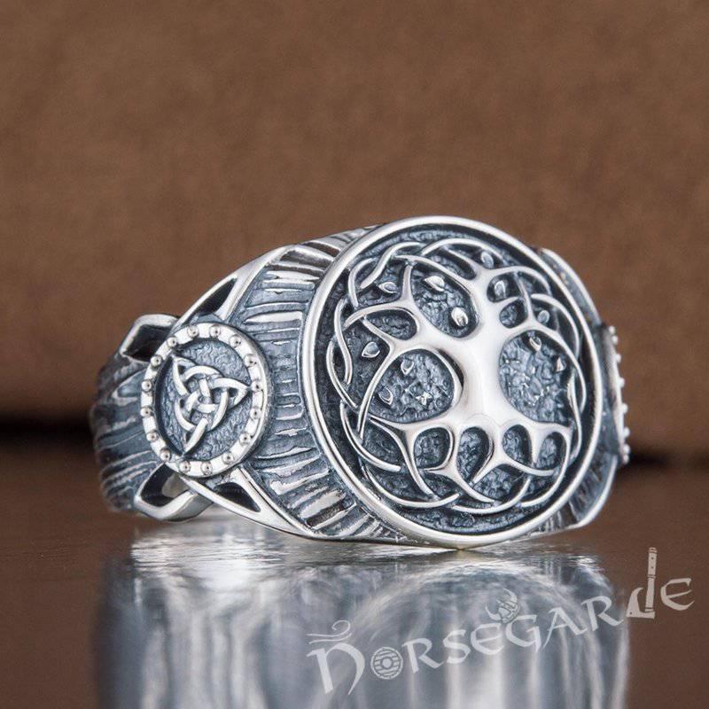 Handcrafted Yggdrasil Druid Signet Ring - Sterling Silver - Norsegarde