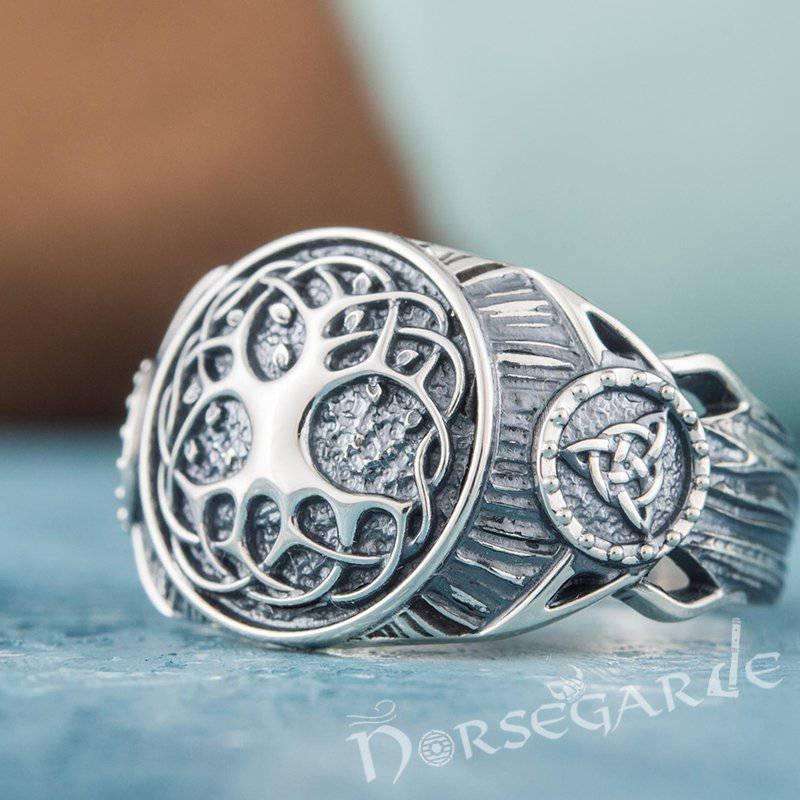 Handcrafted Yggdrasil Druid Signet Ring - Sterling Silver - Norsegarde