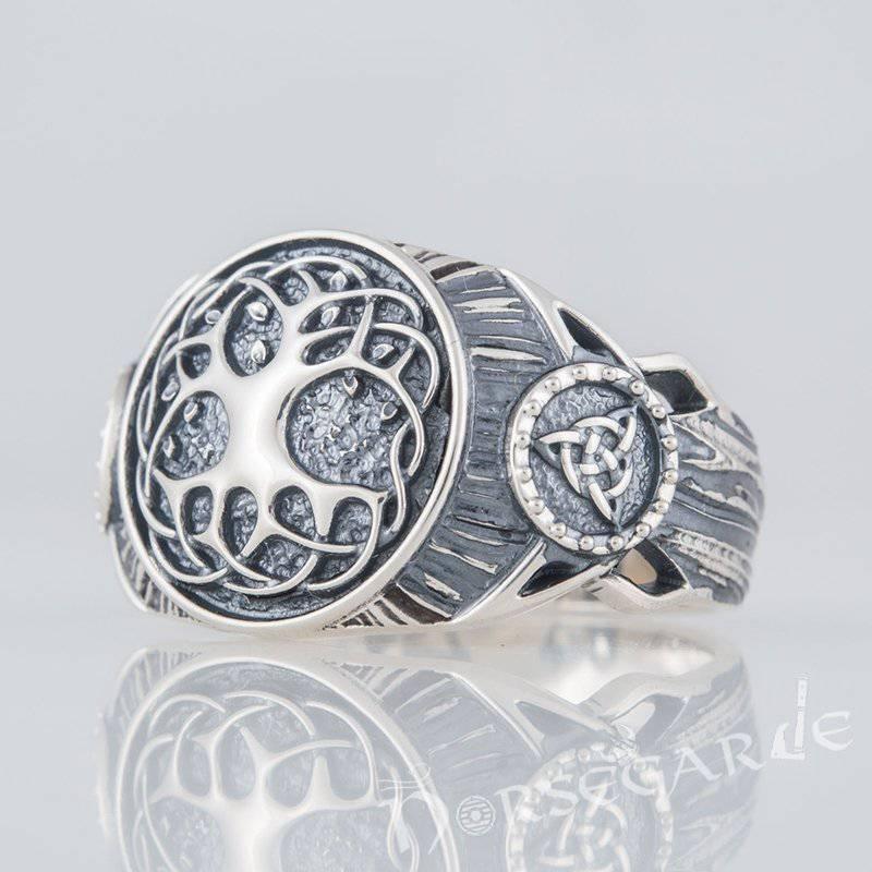 Handcrafted Yggdrasil Druid Signet Ring - Sterling Silver - Norsegarde