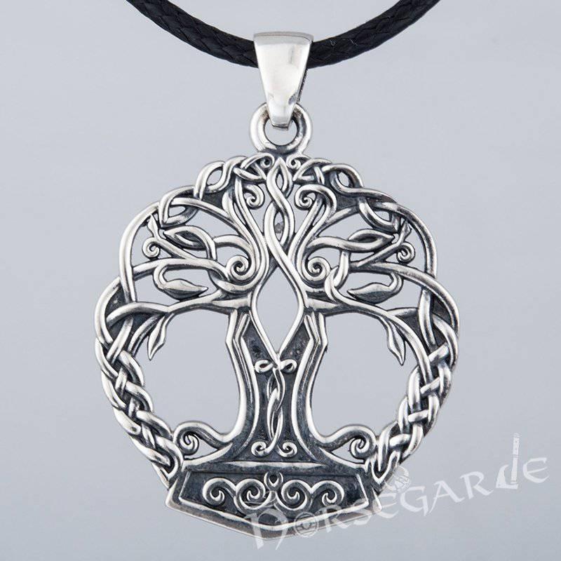 Handcrafted Yggdrasil Mjölnir Pendant - Sterling Silver - Norsegarde
