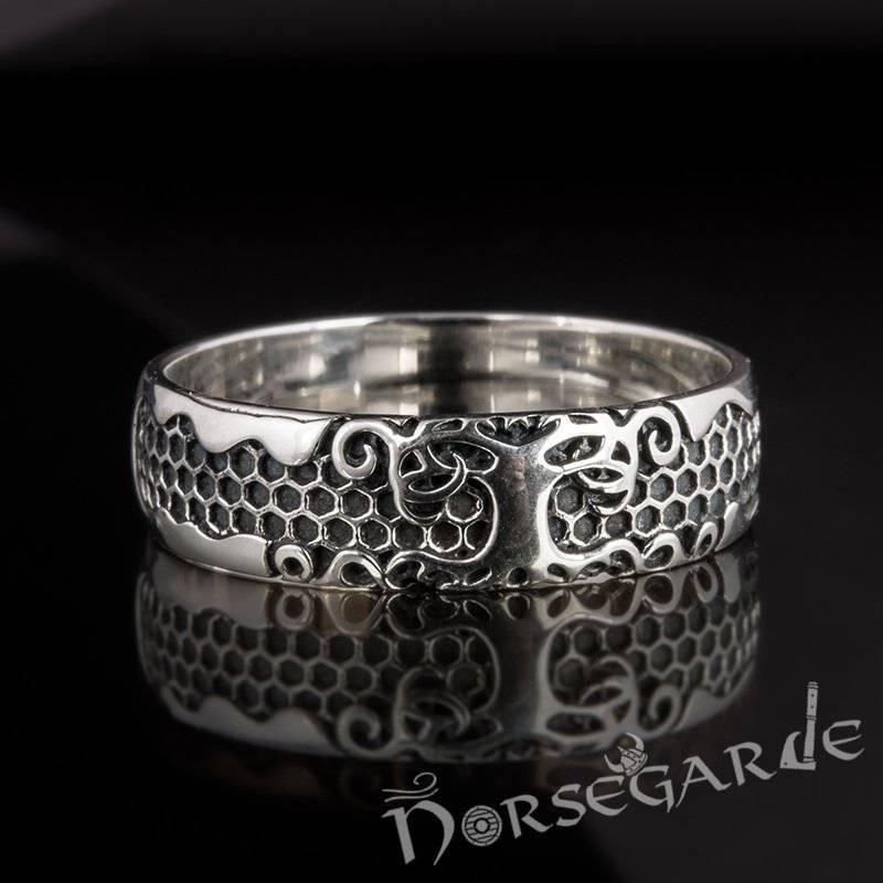 Handcrafted Yggdrasil Patterned Band - Sterling Silver - Norsegarde