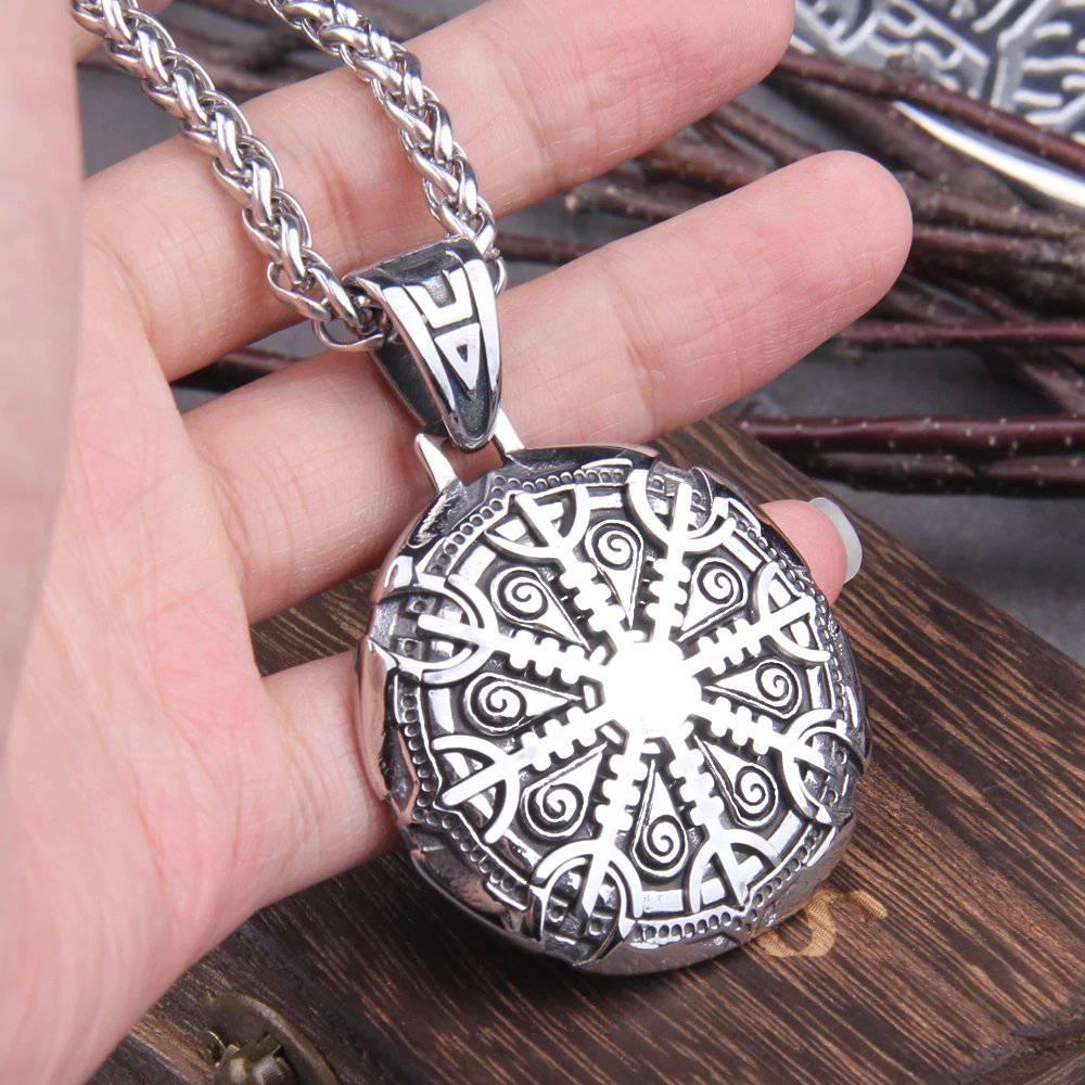 Helm of Awe Rune Pendant - Stainless Steel - Norsegarde