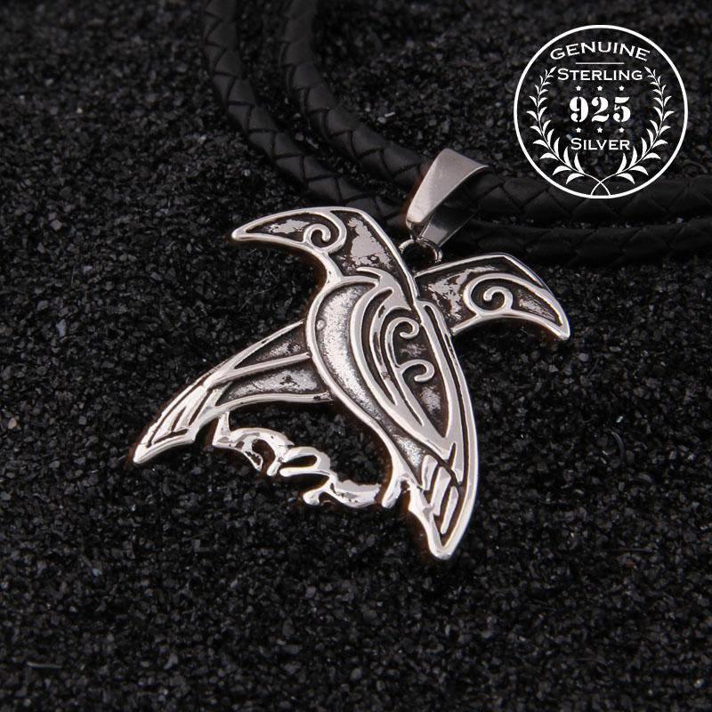 Viking Ravens Pendant STERLING SILVER Norse/Celtic Amulet Necklace