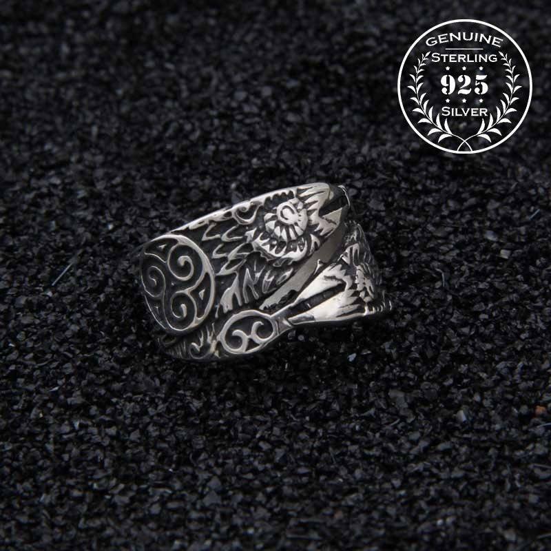 Hugin and Munin Raven Ring - Sterling Silver - Norsegarde