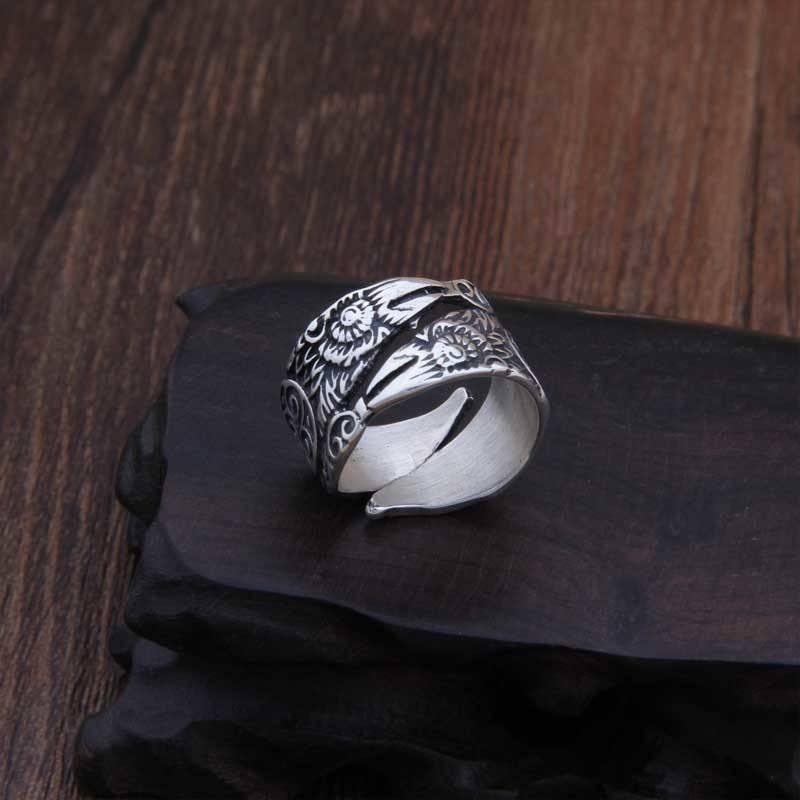 Hugin and Munin Raven Ring - Sterling Silver - Norsegarde