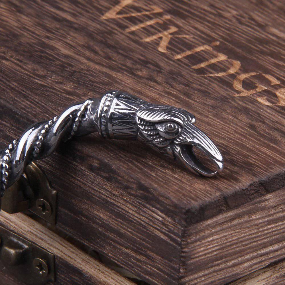 Hugin and Munin Raven Torc Bracelet - Stainless Steel - Norsegarde