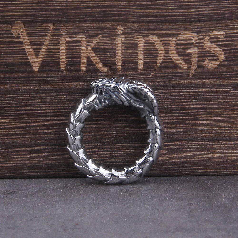 Jormungandr Ouroboros Ring and Pendant - Stainless Steel - Norsegarde