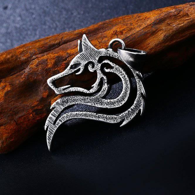 Majestic Wolf Silhouette Pendant Stainless Steel