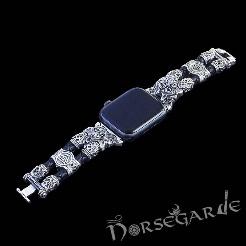Handcrafted Viking Wolf Wristband for Apple Watch - Sterling Silver - Norsegarde