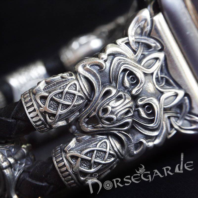 Handcrafted Viking Wolf Wristband for Apple Watch - Sterling Silver - Norsegarde