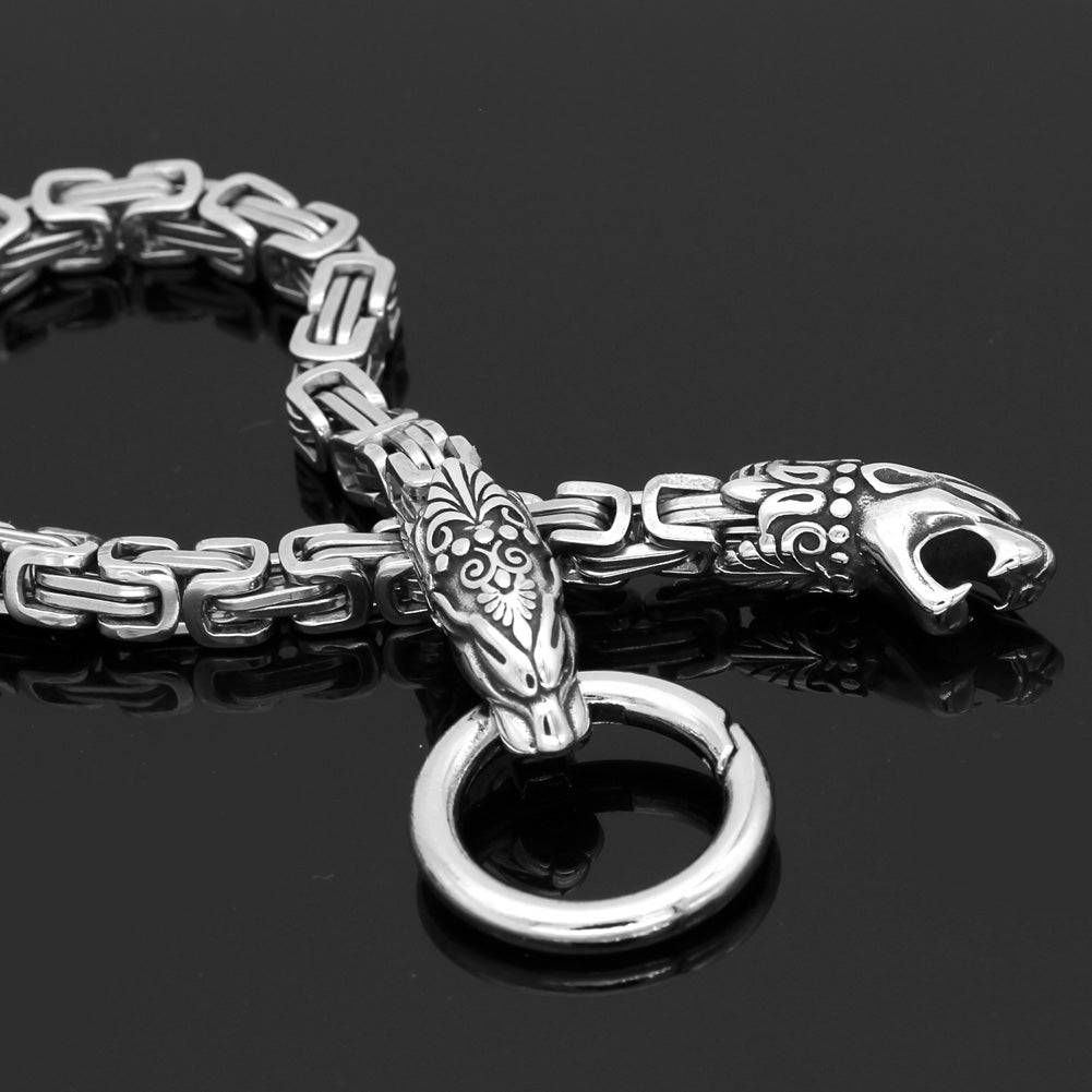 Animal Bite Ring Heavy Chain with Mjölnir - Stainless Steel - Norsegarde