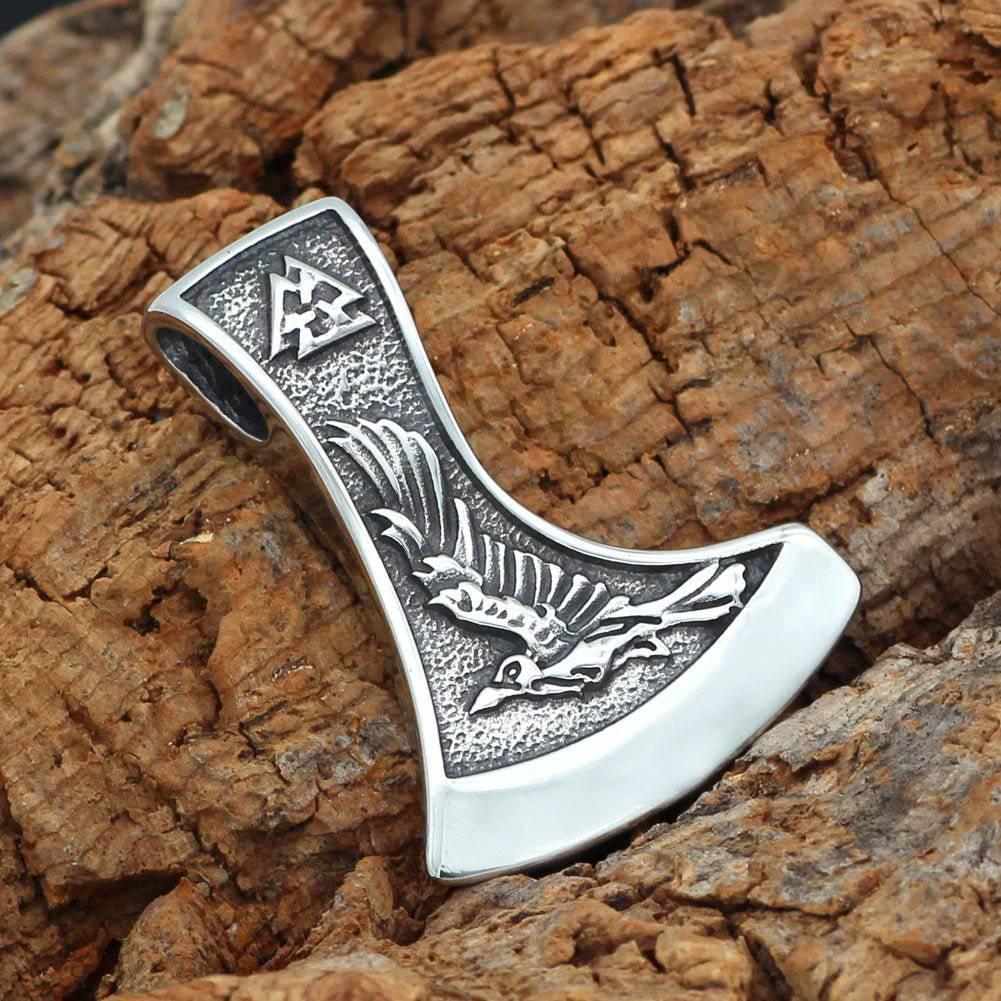 Odin's Companions Axe Head Pendant - Stainless Steel - Norsegarde