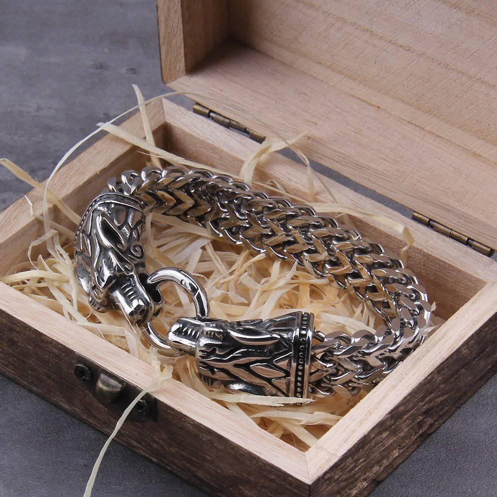 Odin's Wolf Bite Heavy Chain Bracelet - Stainless Steel - Norsegarde