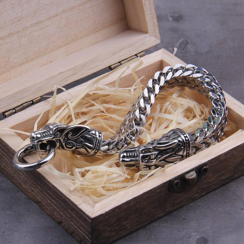 Odin's Wolf Bite Heavy Chain Bracelet - Stainless Steel - Norsegarde