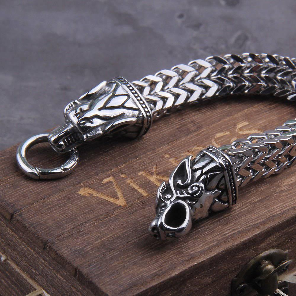 Odin's Wolf Bite Heavy Chain Bracelet - Stainless Steel - Norsegarde