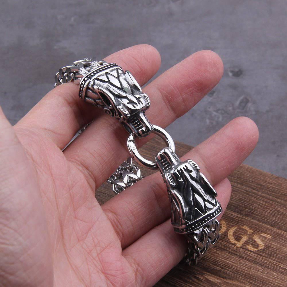 Odin's Wolf Bite Heavy Chain Bracelet - Stainless Steel - Norsegarde