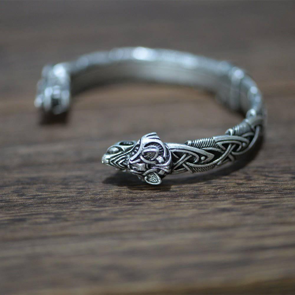 Ornamental Celtic Wolf Torc Bracelet - Norsegarde