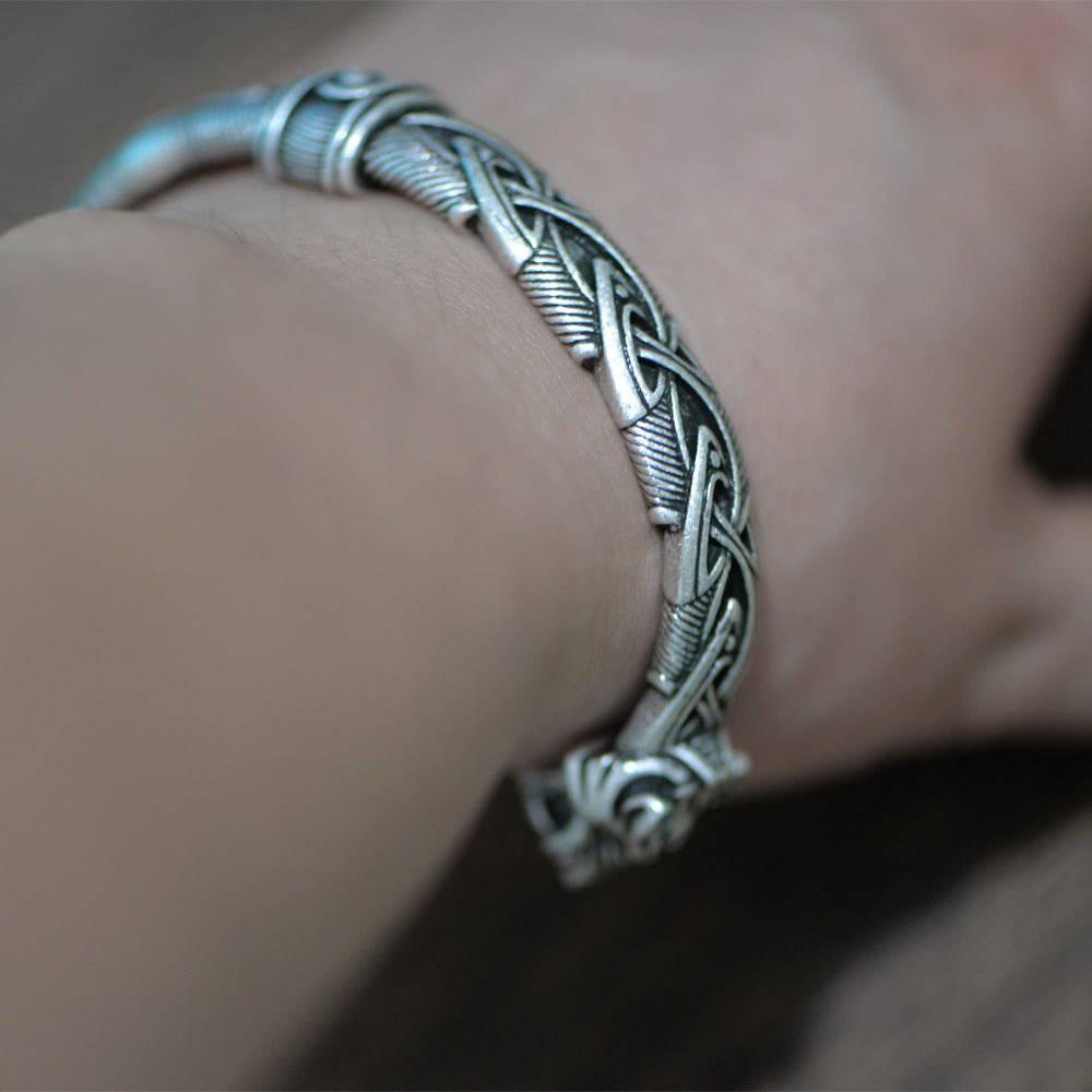 Ornamental Celtic Wolf Torc Bracelet - Norsegarde