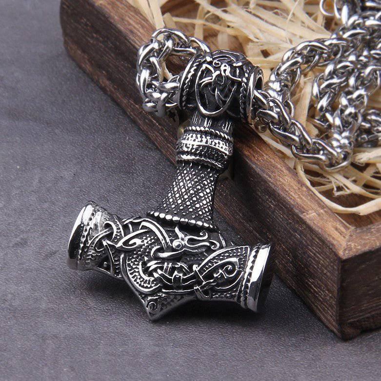 Viking Large Mjölnir Amulet Norse Thor's Hammer Necklace