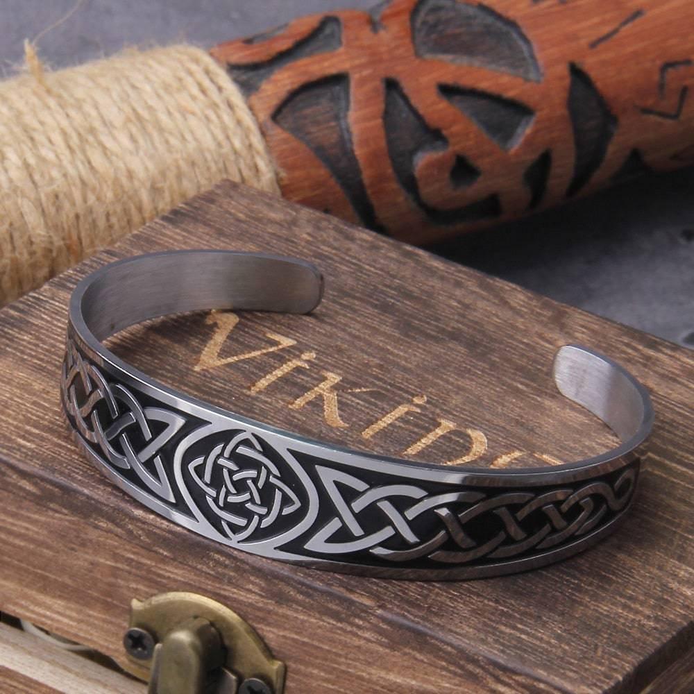 Ornamented Celtic Braid Bangle - Stainless Steel - Norsegarde
