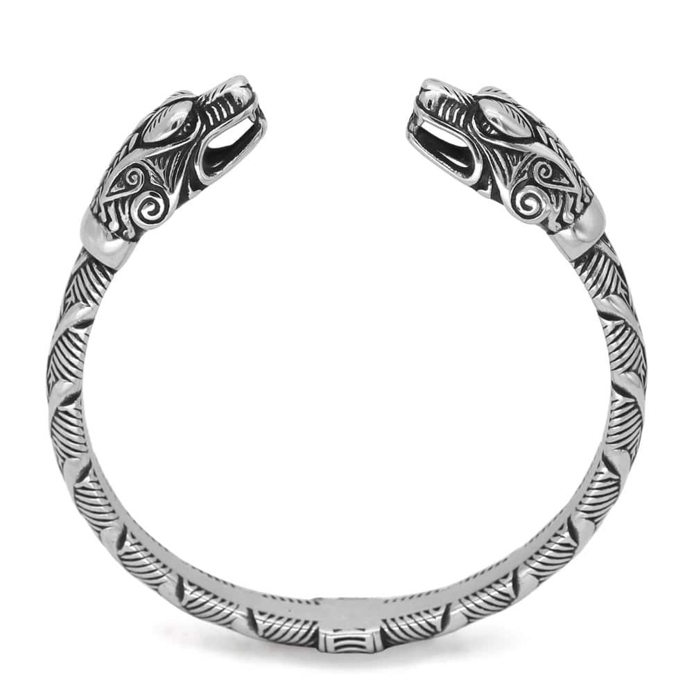 Plated Fafnir Dragon Torc Bracelet - Stainless Steel - Norsegarde