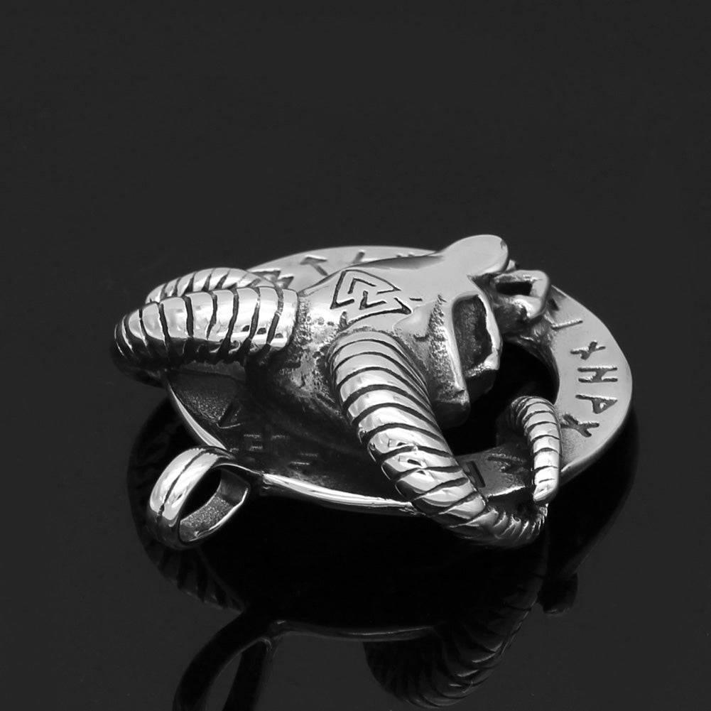 Ram Skull Runic Pendant - Stainless Steel - Norsegarde