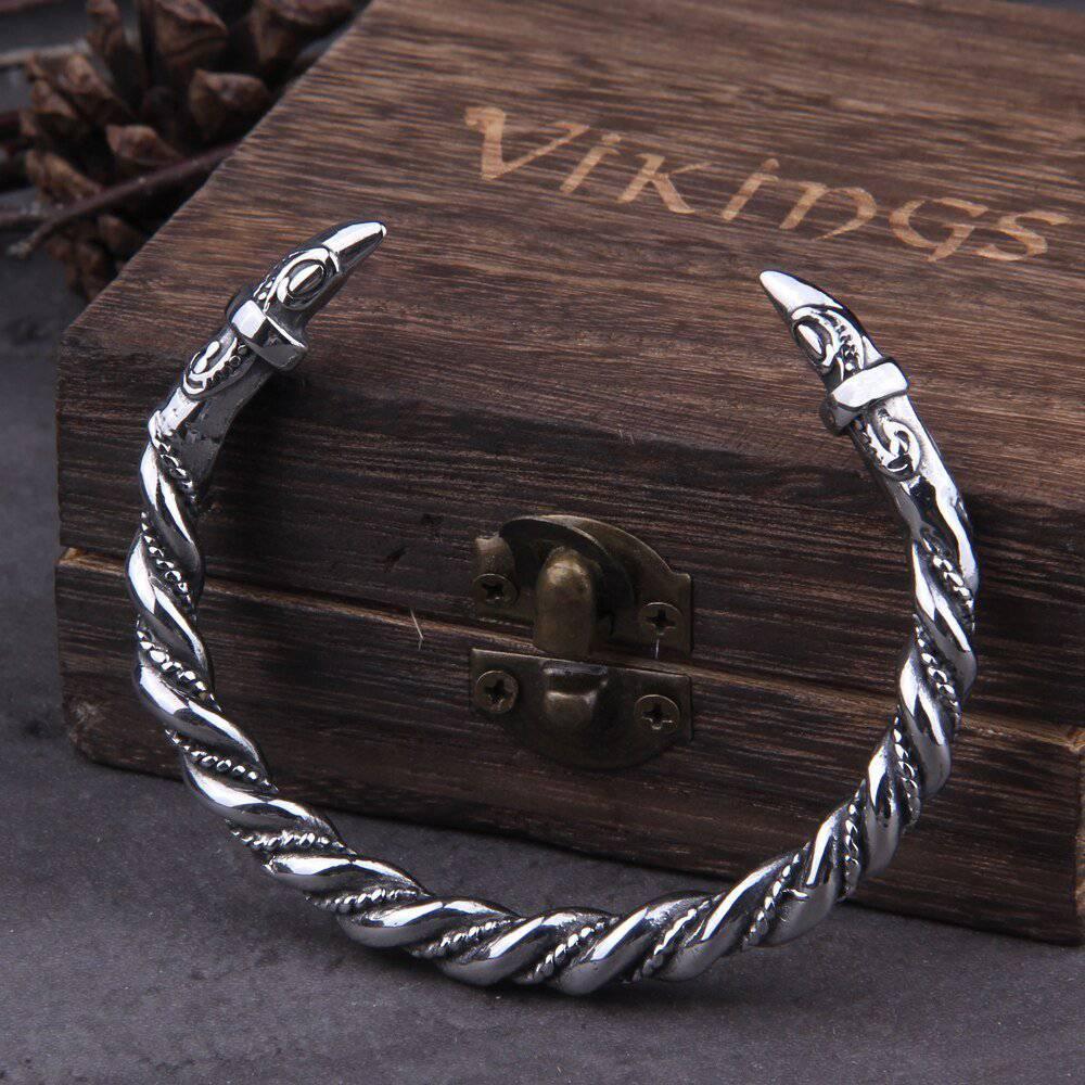 Raven Beak Torc Bracelet - Stainless Steel - Norsegarde