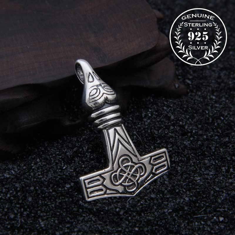 Raven Head Thor's Hammer - Sterling Silver - Norsegarde